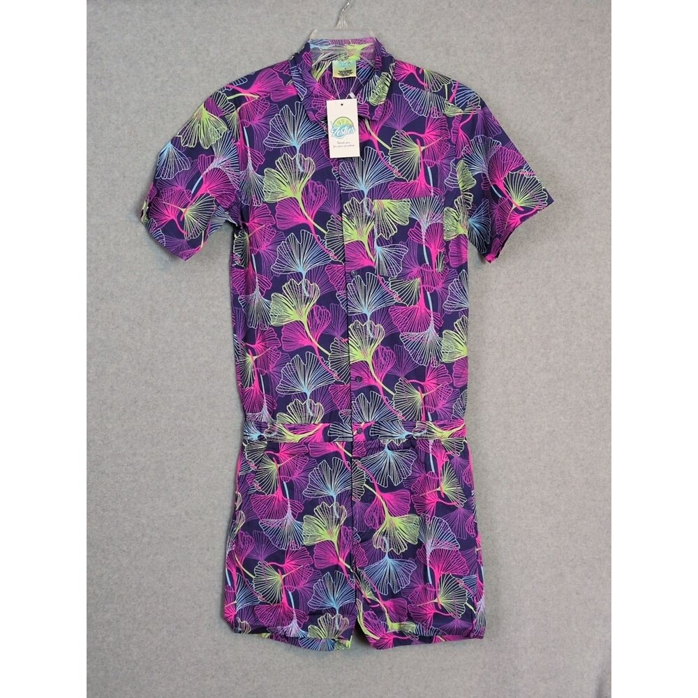 Zesties Male Romper Gingko Print Men's S NWT